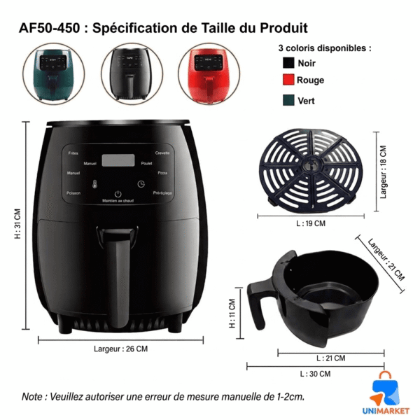 Friteuse à air Silver Crest 6L – 2400W : Mangez sain… sans renoncer au plaisir