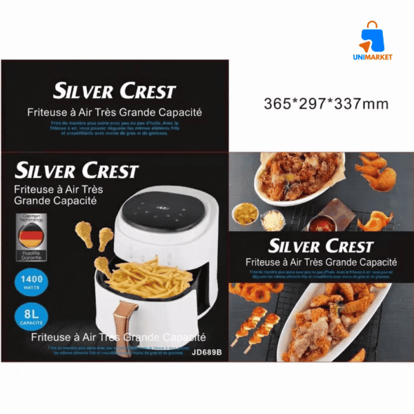 Friteuse à air Silver Crest 8L – 1400W : Mangez sain… sans renoncer au plaisir